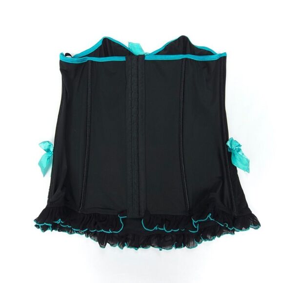 NWT Torrid Strapless Boned Corset Top Ruffled Mesh Lace Plus Size 2X Teal Black - Picture 5 of 6